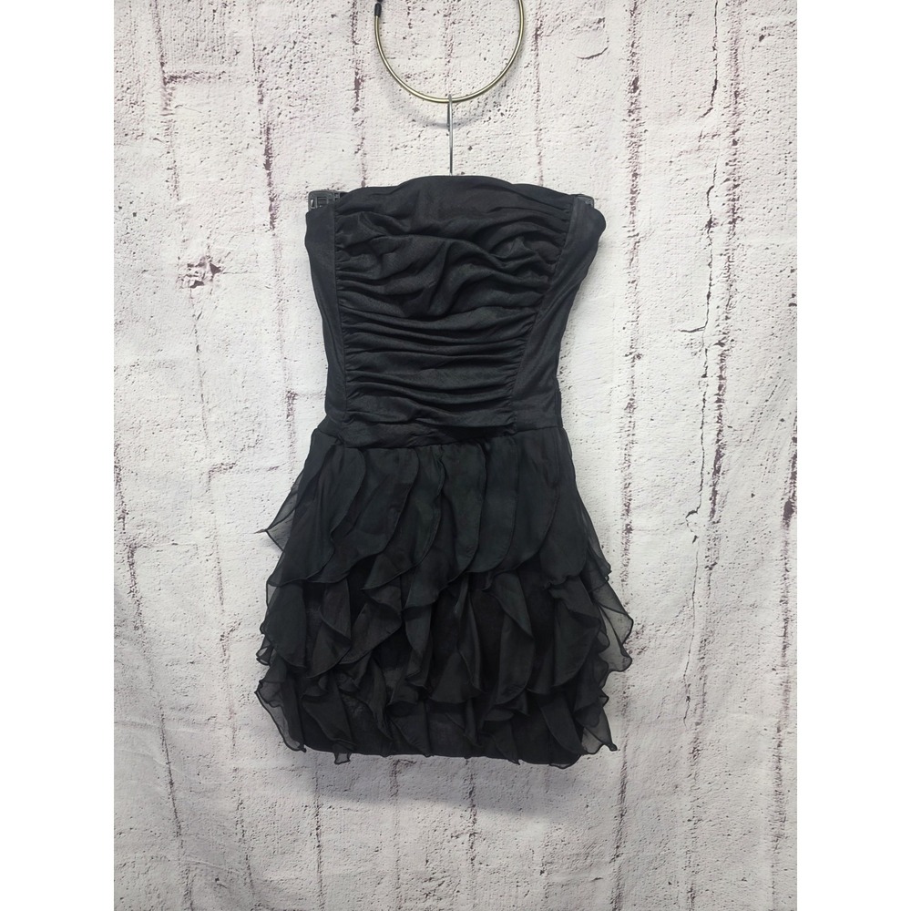 Cache Dress Womens 0 Black Cocktail Party Ruffle Mini 90s Y2K Whimsigoth Prom‎